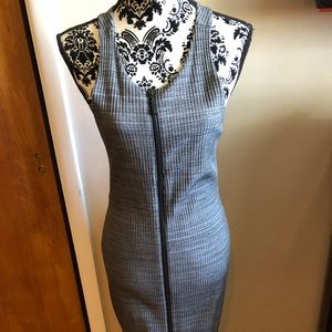 Ribbed Front Zip Midi Dress